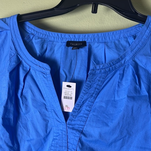Talbots Vibrant Blue V-Neck Blouse - Picture 3 of 6
